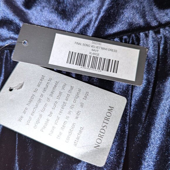 NWT Lulus | Final Song Cross Back Navy Blue Velvet Maxi Dress | Size XL - Picture 12 of 16